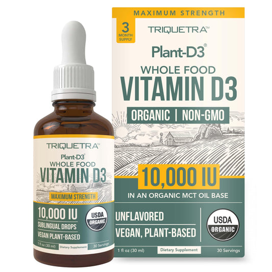 Organic vitamin D3 10000 IU plant-based liquid drops hero image