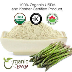 Certification seals on Organic Way Shatavari Powder
