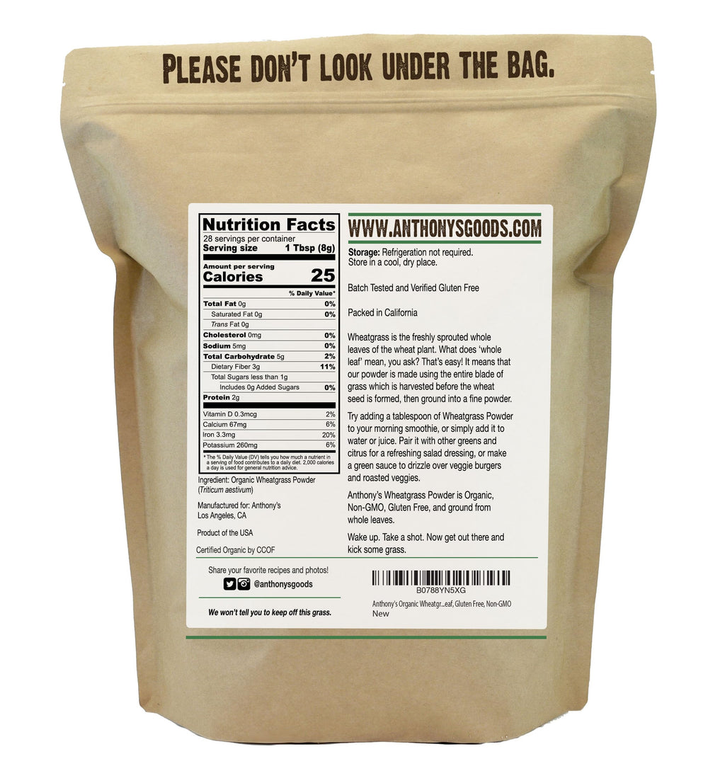 Organic whole leaf wheatgrass powder, USA grown