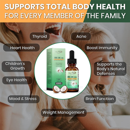 Liquid zinc drops bottle in coconut oil base