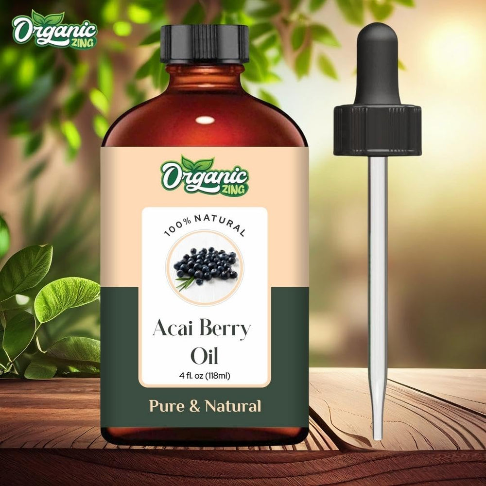 Organic Zing Acai Oil dropper closeup enables precise dilution control.
