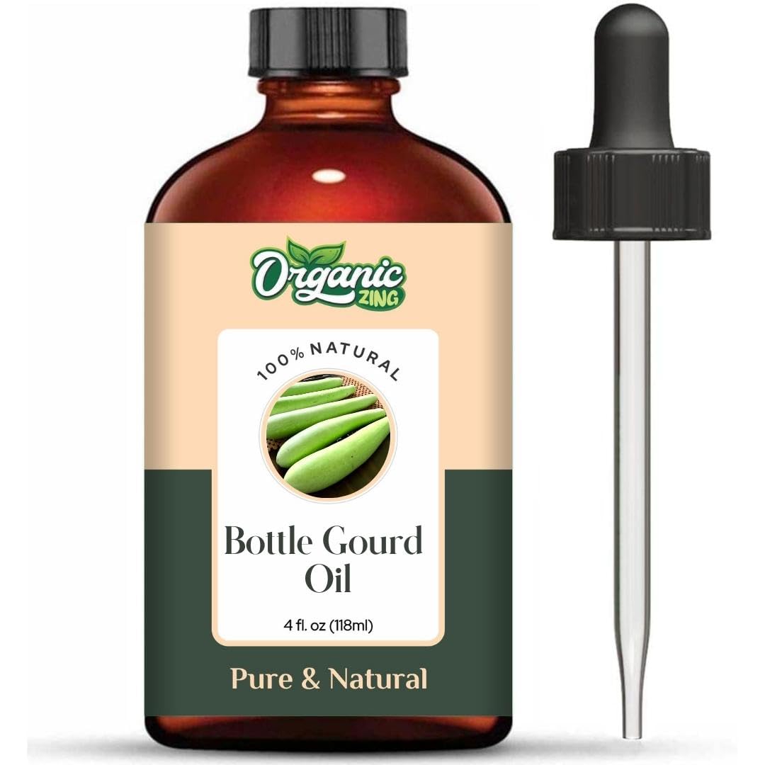 Organic Zing Bottle Gourd Oil bottle ready for skincare routine.