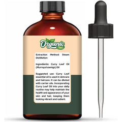 Amber glass bottle preserves Organic Zing curry leaf oil fragrance and purity