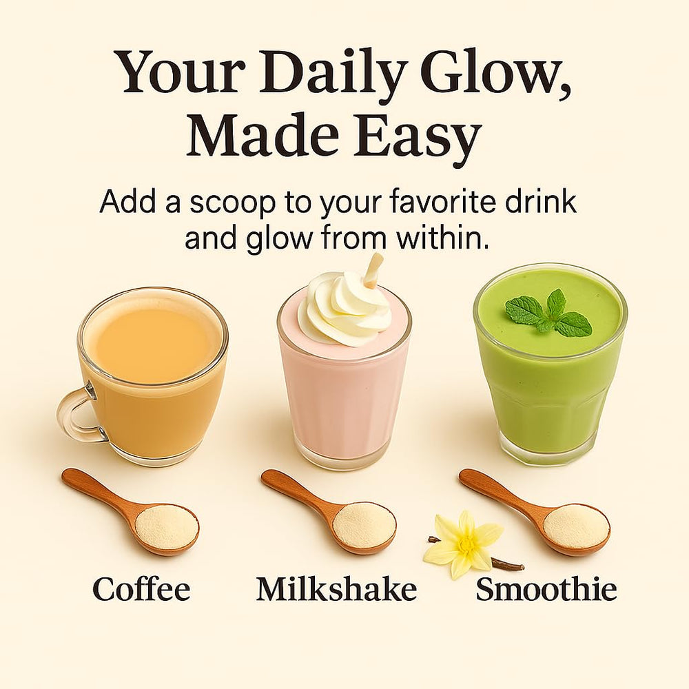 Serving scoop with vanilla caramel flavored Organics Nature Collagen