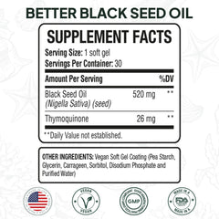 Close-up of Better Black Seed Oil soft gel capsules