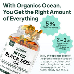 Cold-pressed Nigella sativa seeds with 5% thymoquinone label