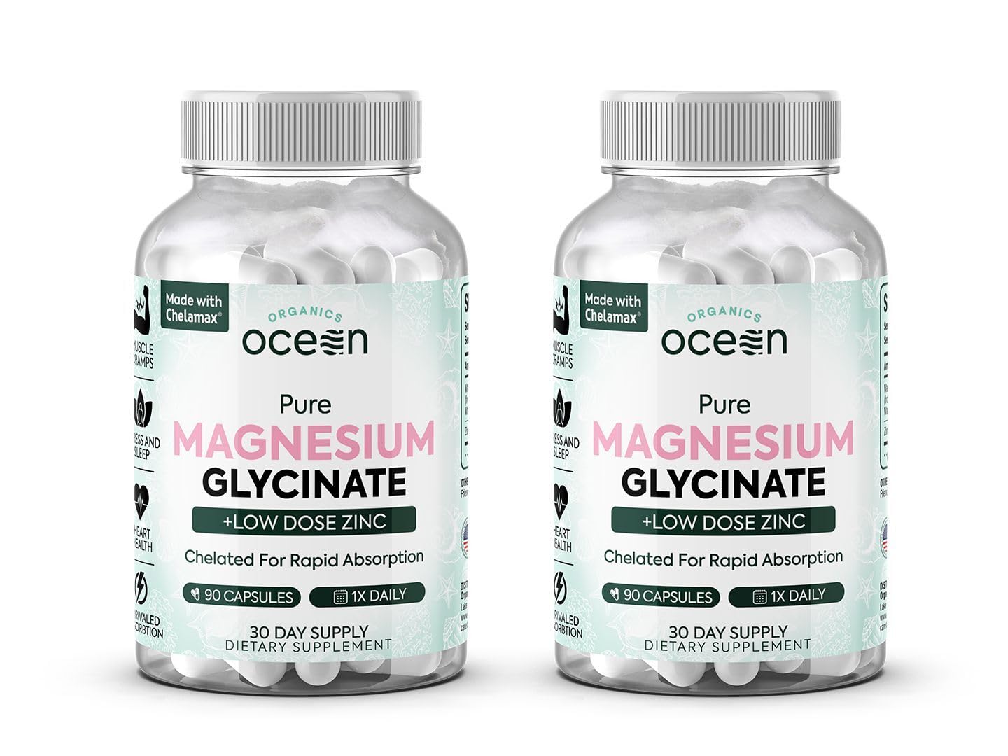 Organics Ocean Magnesium Glycinate with Zinc bottle front view