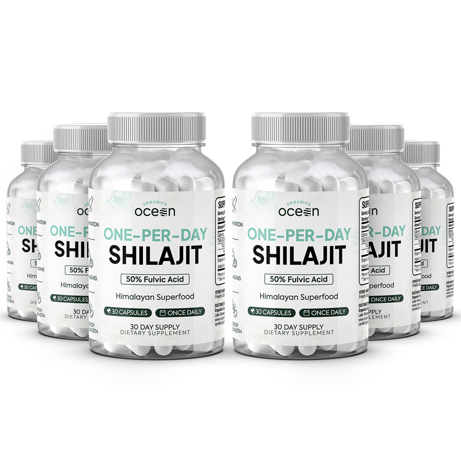 Hero image: Organics Ocean One-Per-Day Shilajit 6-bottle bundle