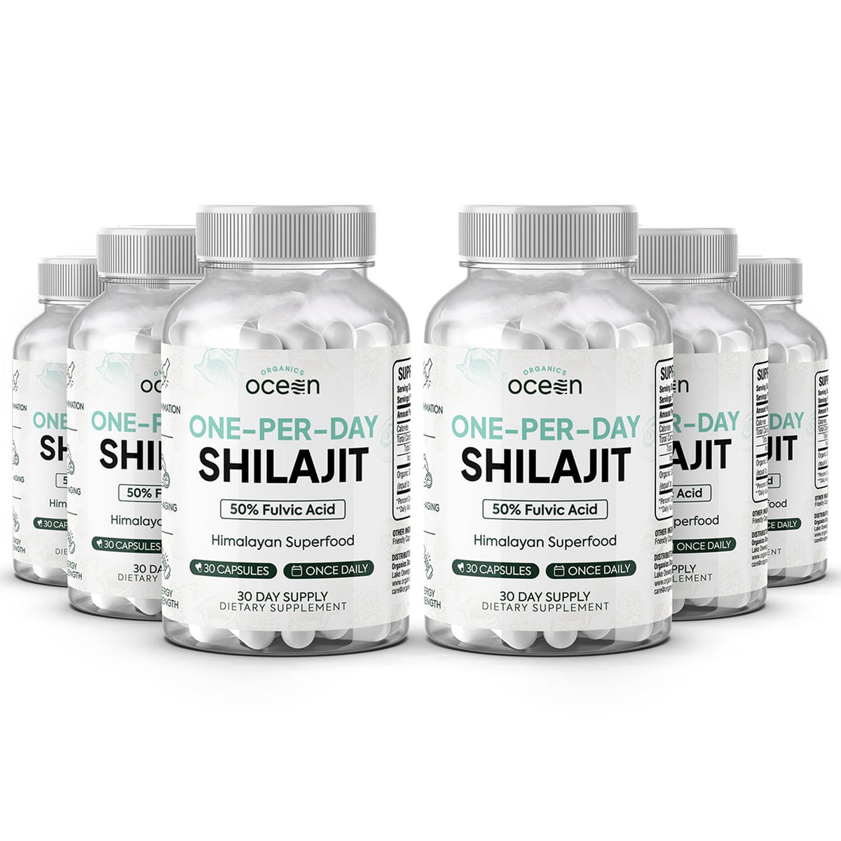 Hero image: Organics Ocean One-Per-Day Shilajit 6-bottle bundle