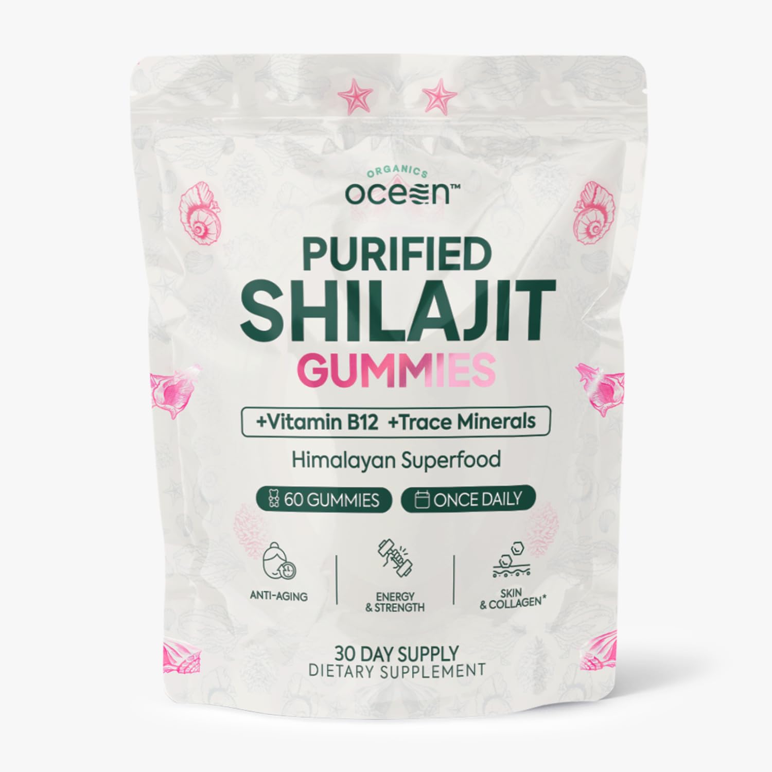 Front view of Organics Ocean Shilajit Gummies in pumpkin cocoa flavor