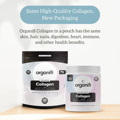 Close-up of Organifi Collagen product label