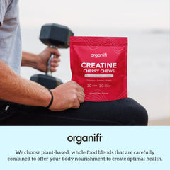 Athletic person using Organifi Creatine Chews during workout