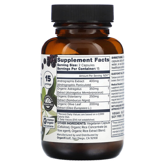 Close-up of Organifi Critical Immune capsules highlighting antioxidants and vitamin C