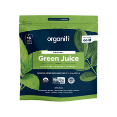 Organifi GO Packs Green Juice box with 15 travel packs on white background