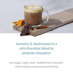 Herbal ingredients including turmeric and mushrooms in Gold Chocolate