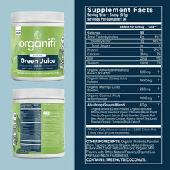 Organifi Green Juice powder scoop for easy measurement in a quick morning ritual.