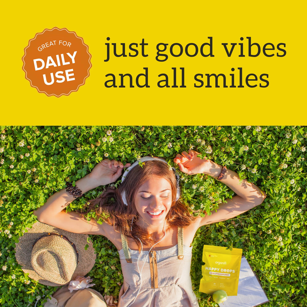 Vegan and gluten-free label for Happy Drops