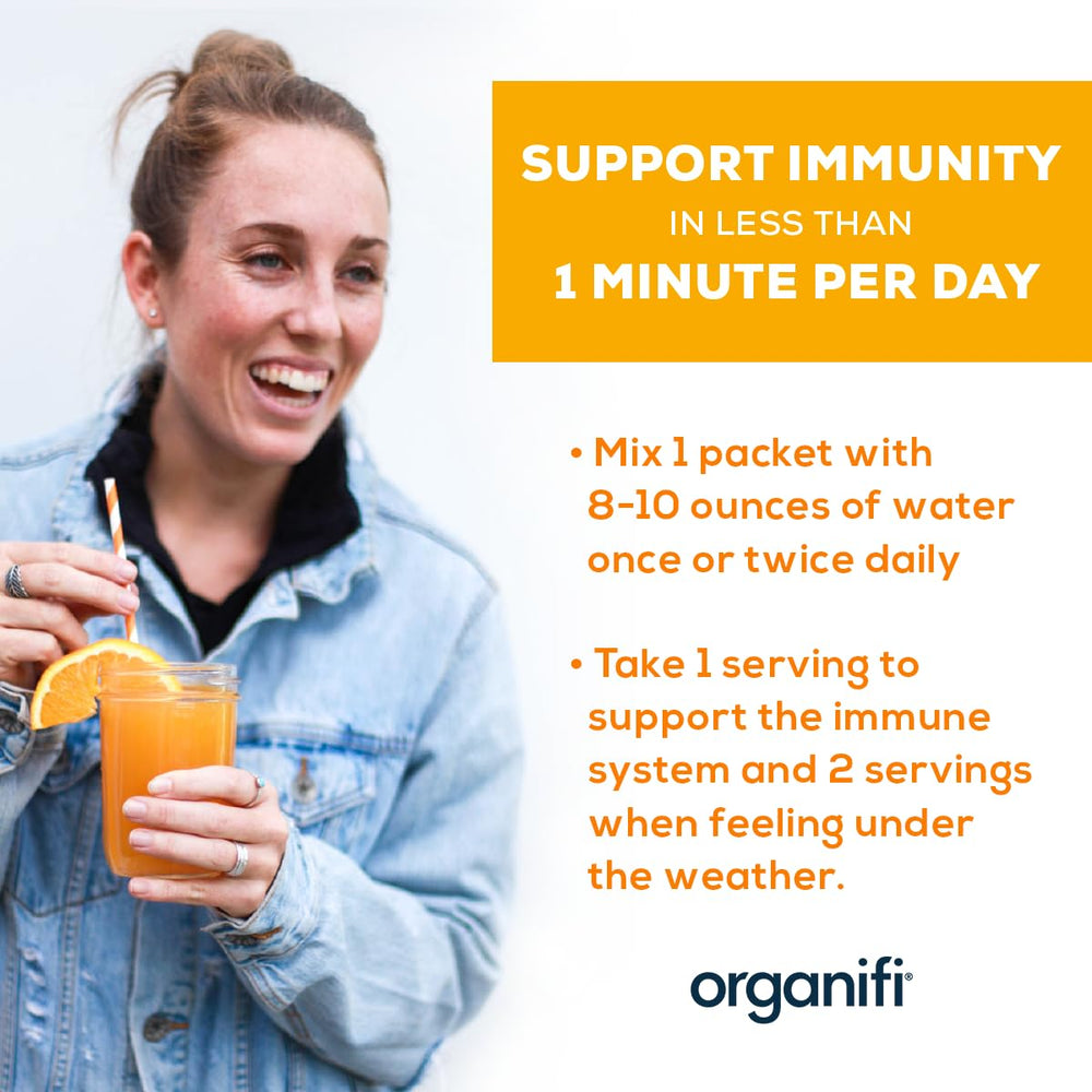 Healthy lifestyle scene featuring Organifi Immunity powder