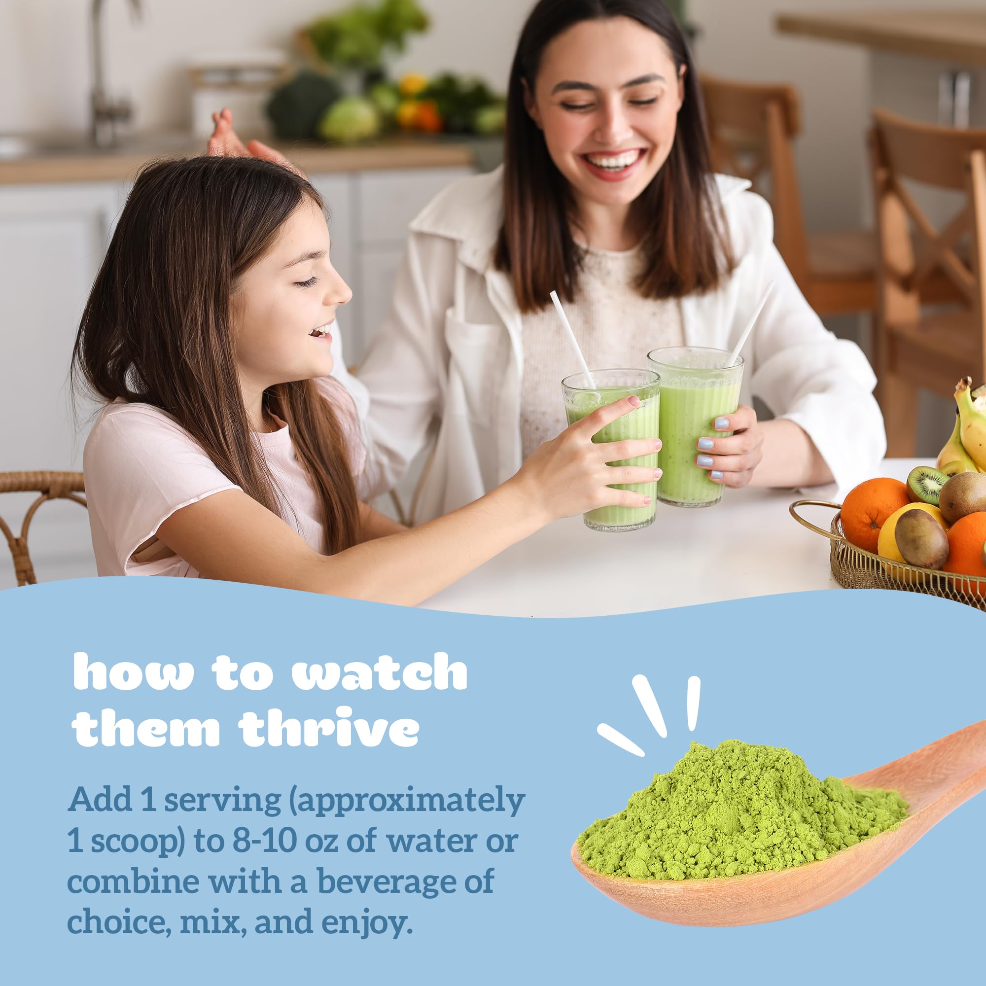 Apple-flavored kid-friendly powder texture