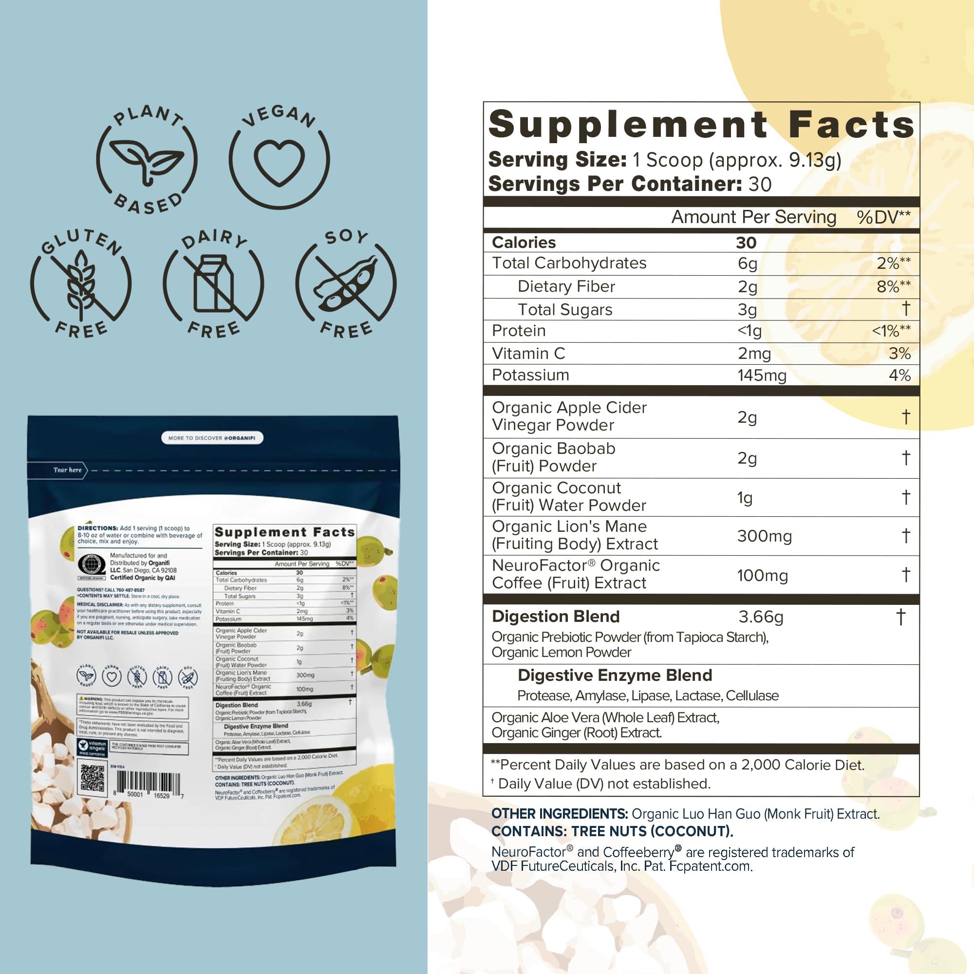 Organifi Pure bottle – side view