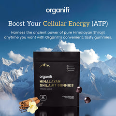 Close-up of Organifi Shilajit Gummies bottle and packaging