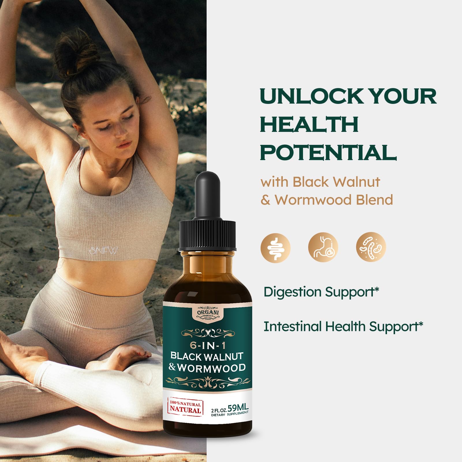 Herbal blend featuring cloves, garlic, and thyme for digestion