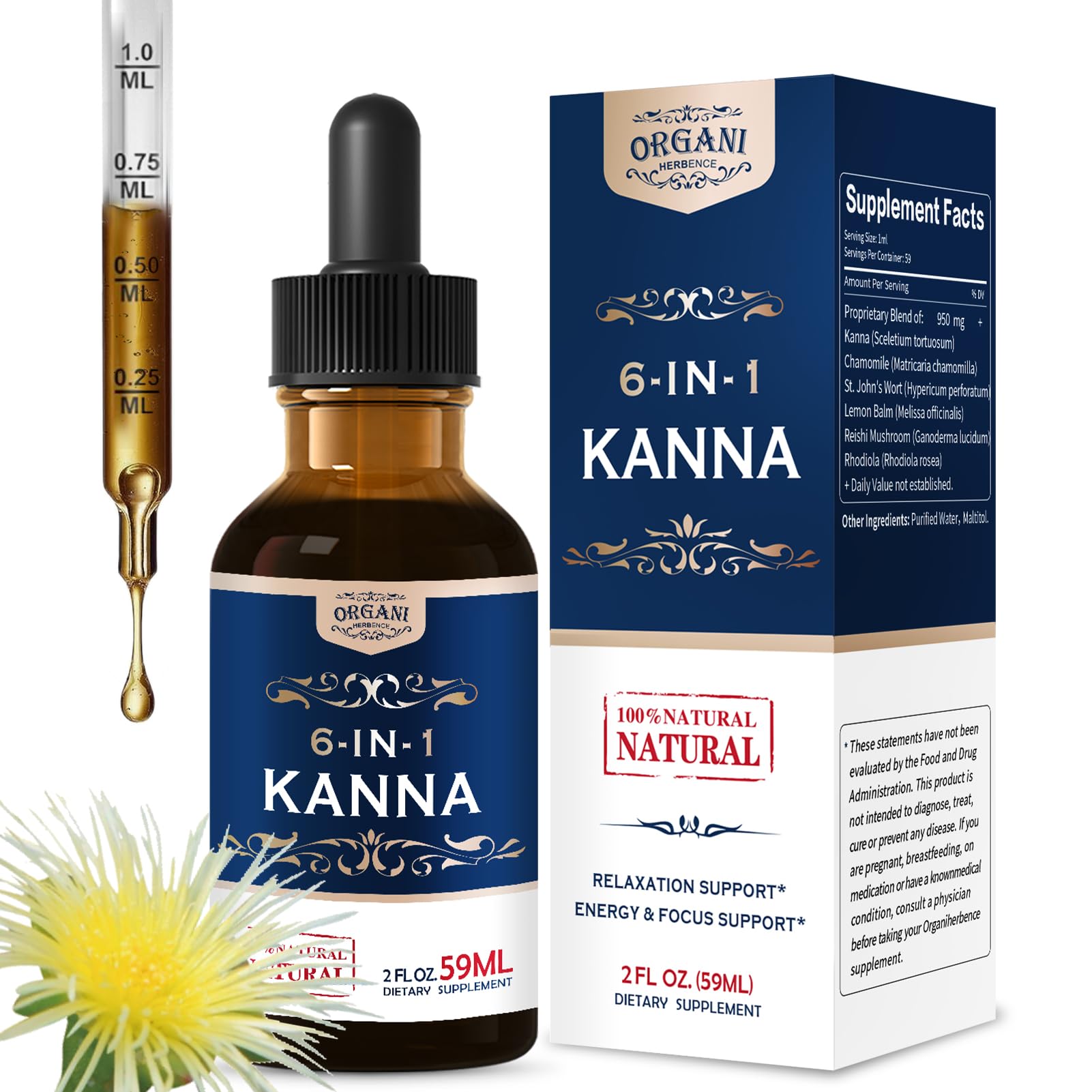ORGANIHERBENCE Kanna Drops bottle front view