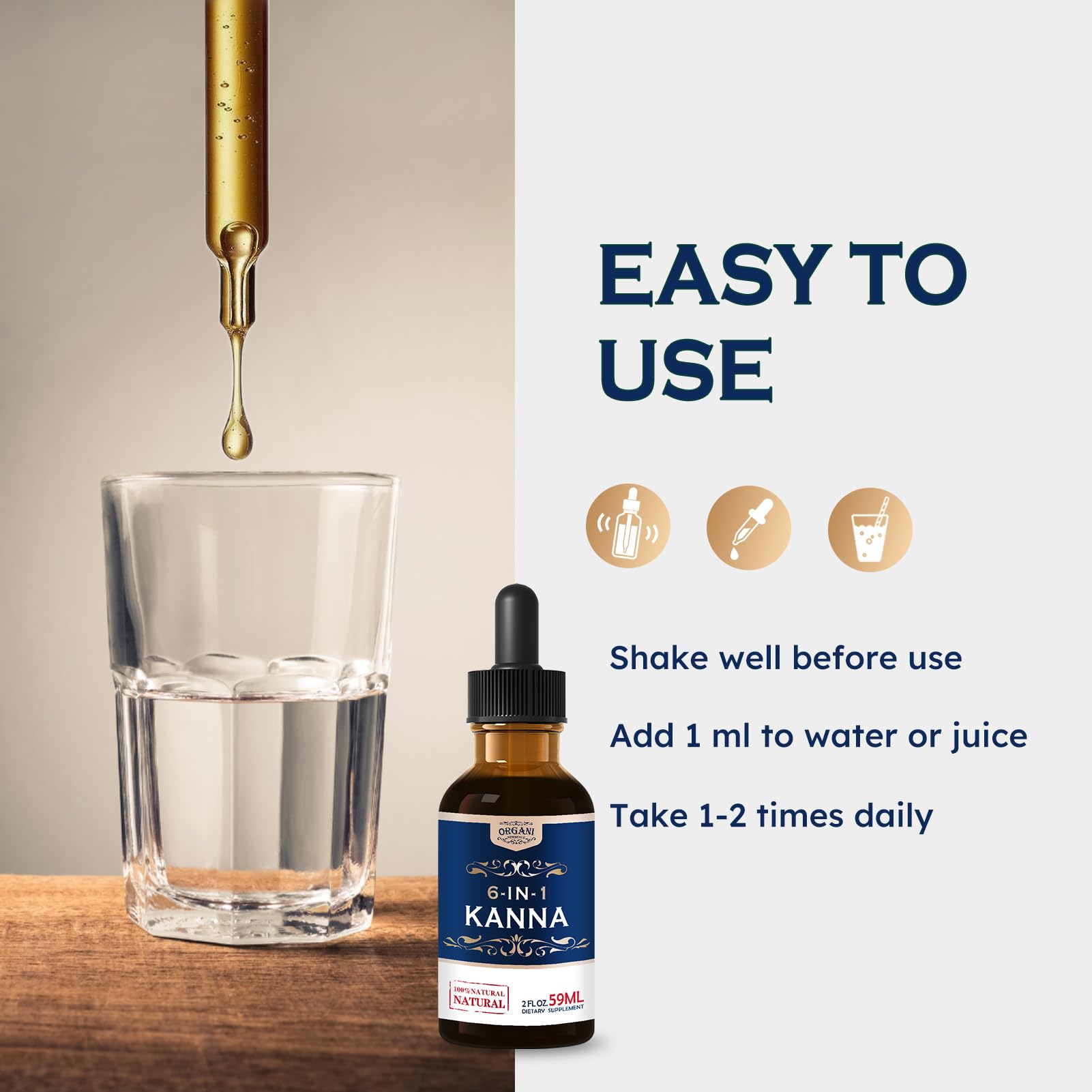 Liquid tincture being added to water