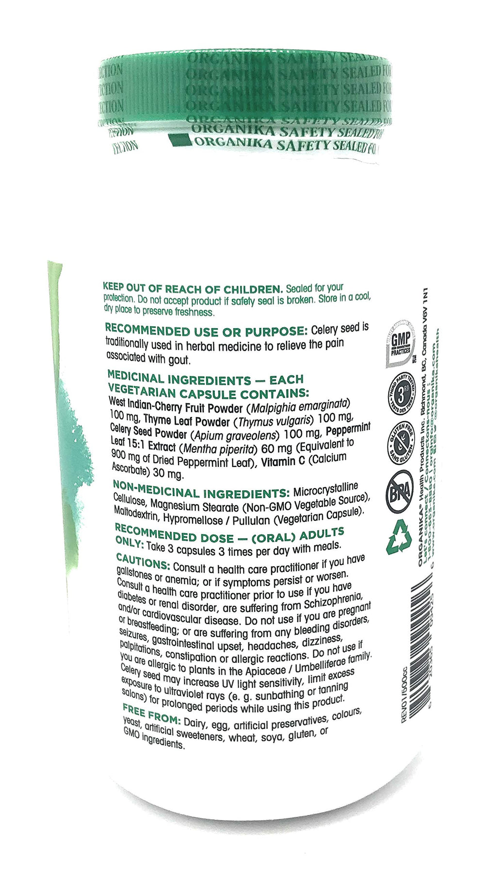 Organika Goutrin 270 Vegetarian Capsules bottle - image 2