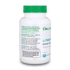 Capsules inside a bottle for Organika L-Theanine supplement