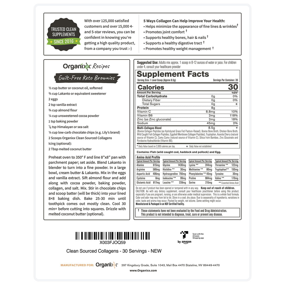 Label closeup showing serving size for 30 servings