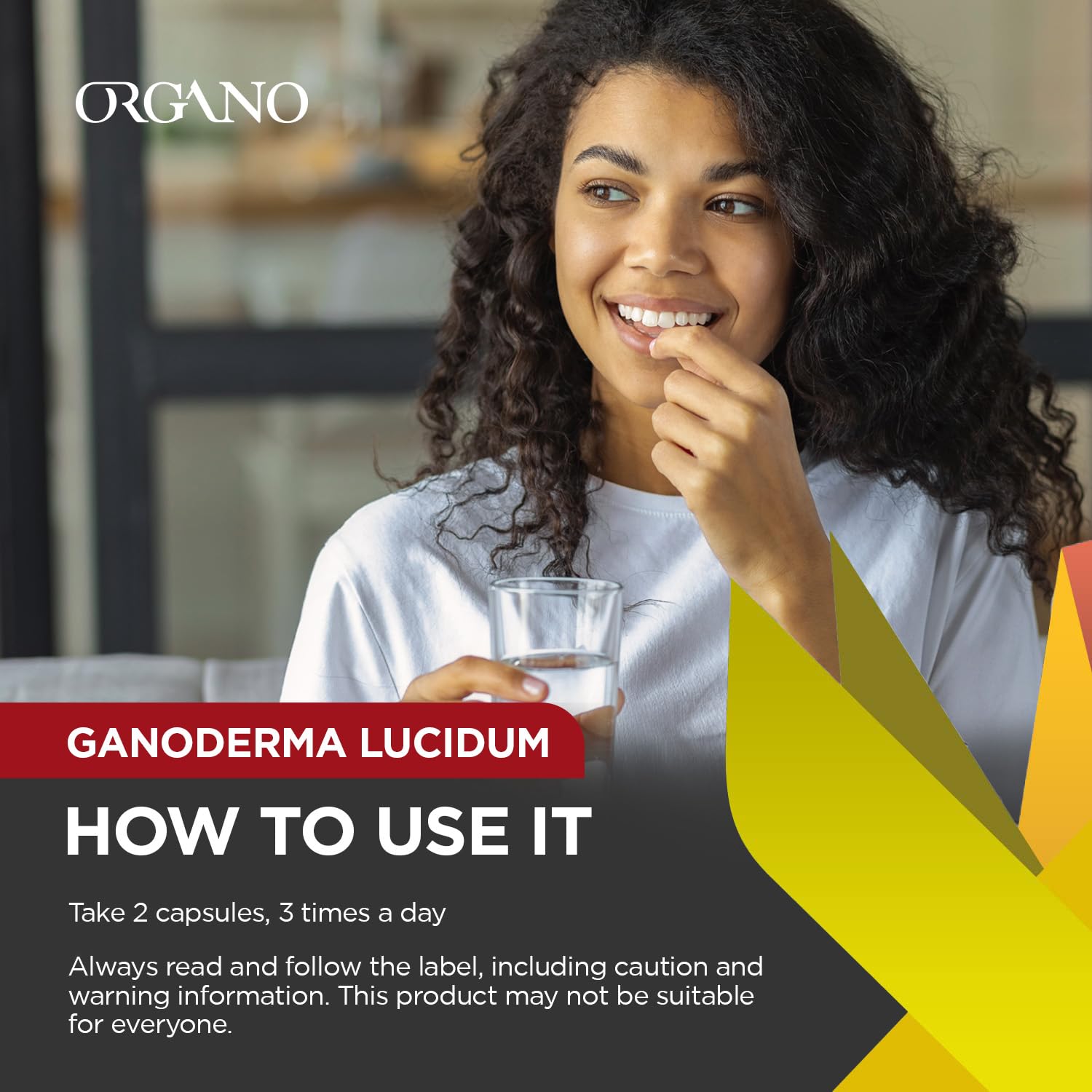 Supplements capsules of Ganoderma lucidum (Reishi) in bottle