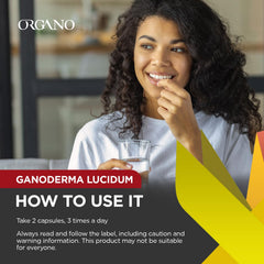 Supplements capsules of Ganoderma lucidum (Reishi) in bottle