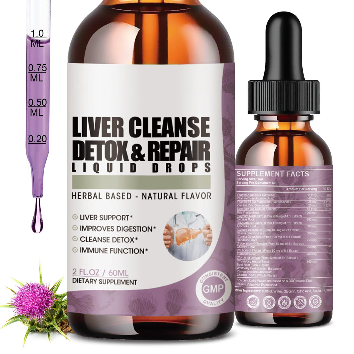 ORGEUOS 2 pack liver cleanse detox drops bottle front view