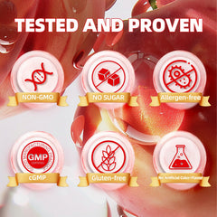 Close-up of sugar-free peach-flavored gummy