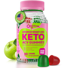 ORGVIVA front packaging of Keto ACV Gummies highlighting sugar-free weight support