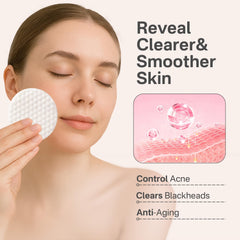 Originbuty pore-cleanse exfoliating pad image suggests refined pores and balanced shine