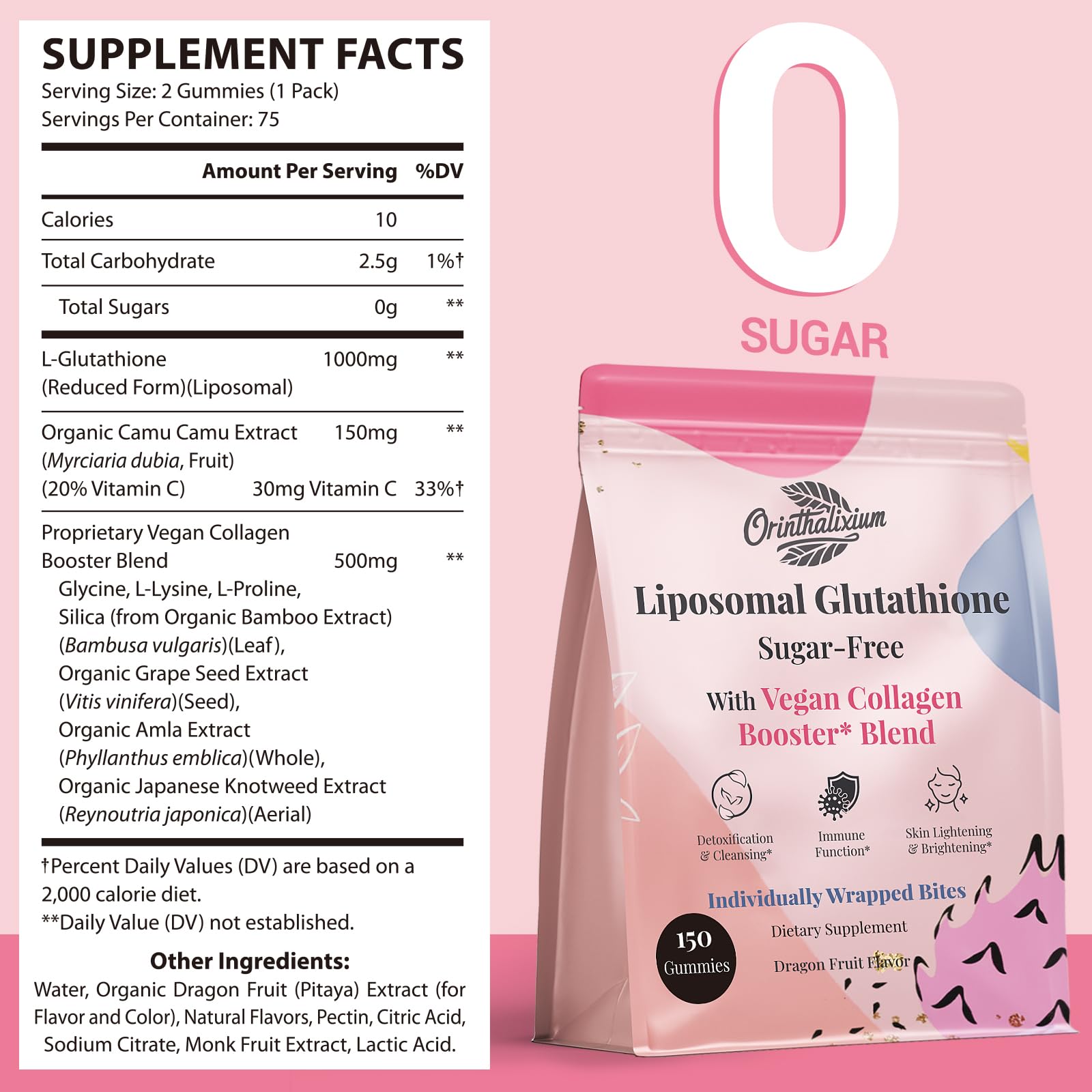 Orinthalixium glutathione gummies bottle close-up for convenient daily use