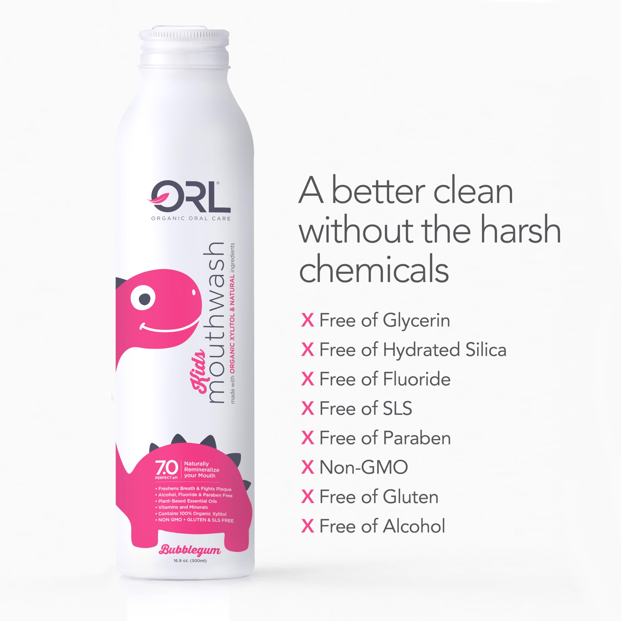 Fluoride and alcohol-free ORL Kids mouthwash