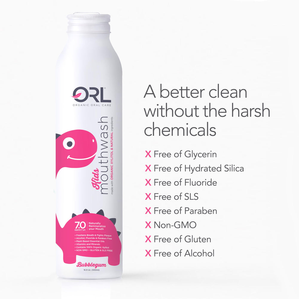 Fluoride and alcohol-free ORL Kids mouthwash
