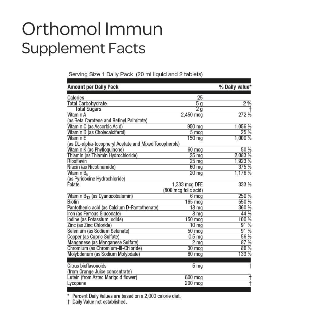 Orthomol Immun capsules and daily pack
