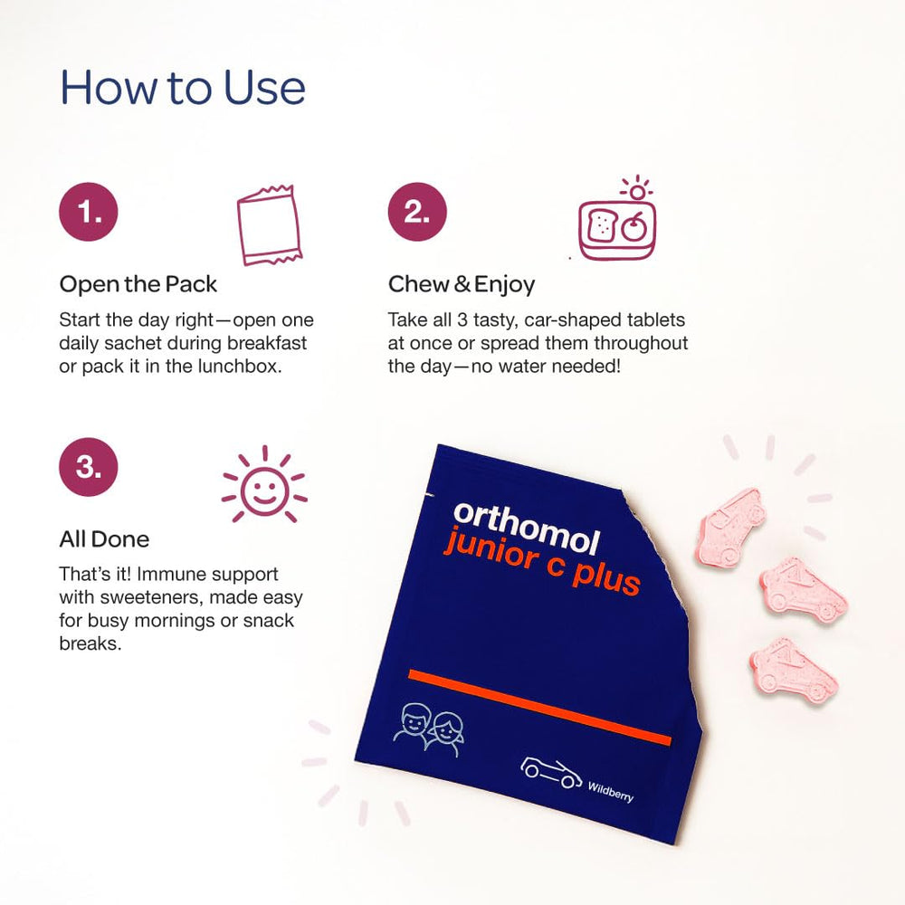 Orthomol Immun Junior C Plus nutrition facts panel