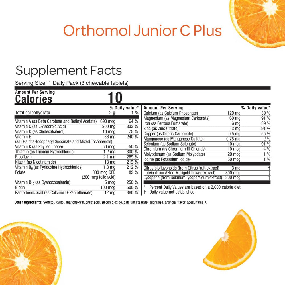 Close-up of Orthomol Immun Junior C Plus vitamins