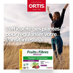 Back of Ortis Fruits & Fibres Regular package showing nutrition facts