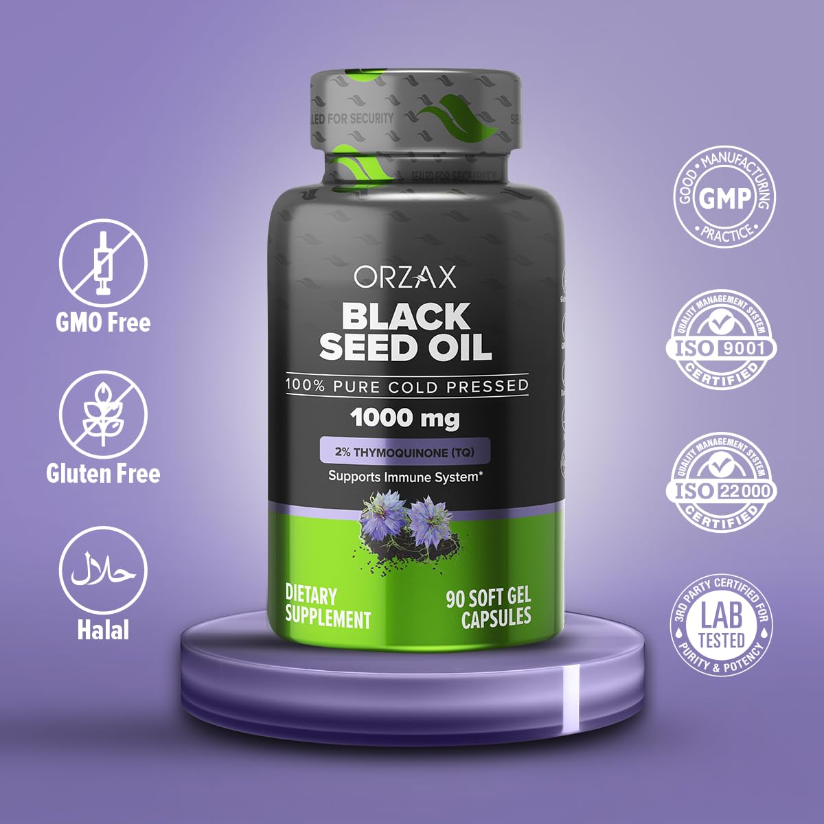 Illustration of hair, skin, and joints benefits from black seed oil
