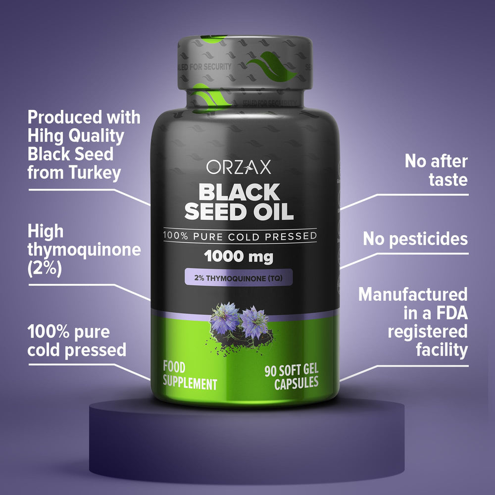 Non-GMO, gluten-free, dairy-free, halal icons for ORZAX Black Seed Oil