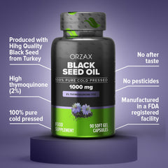 Non-GMO, gluten-free, dairy-free, halal icons for ORZAX Black Seed Oil