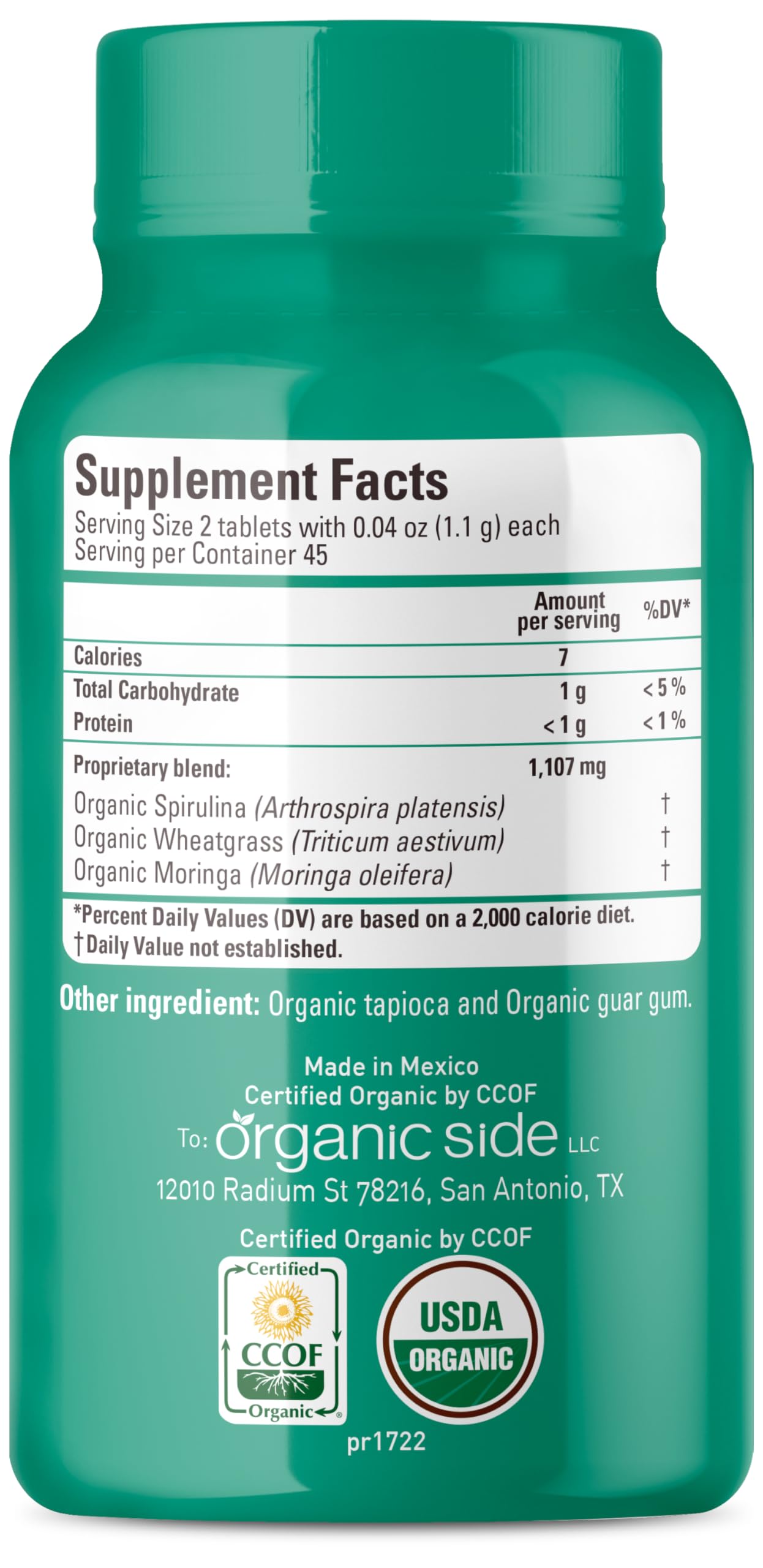 Front packaging showing 90 tablets and 1100 mg per serving