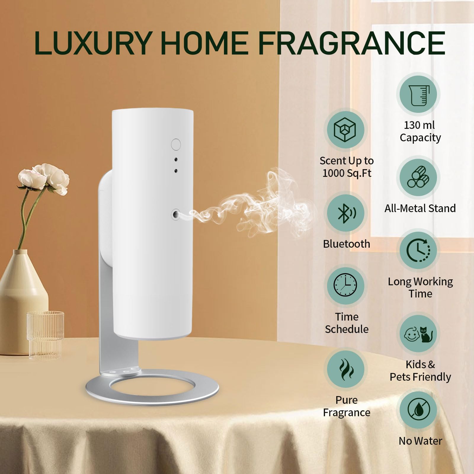 OscentPro diffuser operates quietly while using pure essential oils for fragrance.