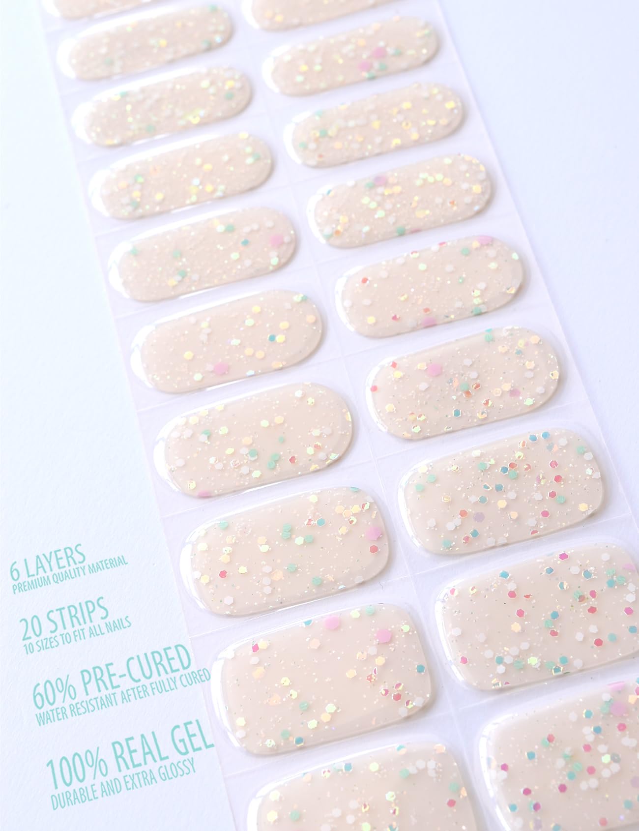 Osesshia Mint Sprinkles design on nail strips ideal for fast touch-ups